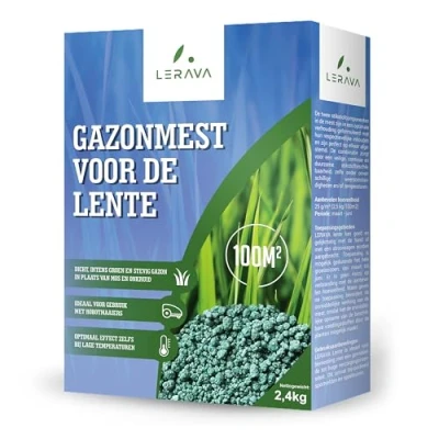 Afbeelding van LERAVA® lente Gazonmest 100m² Gazonmeststof die gedurende 3 maanden stikstof afgeeft met Bacillus subtilis Verhoogt de weerstand van het gras meststof