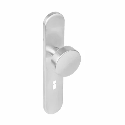 Afbeelding van Deurknop op schild sleutelgat 56mm geborsteld RVS