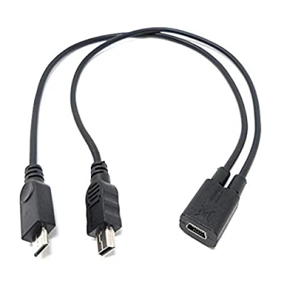 Afbeelding van System S USB 2.0 kabel splitter 25 cm Mini B bus naar en Micro stekker