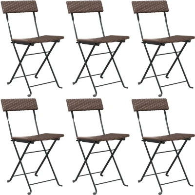 Afbeelding van vidaXL Bistrostoelen 6 st inklapbaar poly rattan en staal bruin