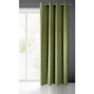 Afbeelding van Eurofirany Pierre Gordijn, fluweel, voor woonkamer, slaapkamer, modern, klassiek, metalen ogen, 1 stuk, 215 g/m², donkerolijfgroen, 140 x 250 cm