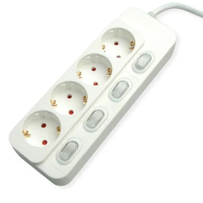 Afbeelding van Value, Stekkerdoos, 4 voudige contactdoosstrip met individuele schakelaars (4 x, CEE 7/3, 1.50 m)