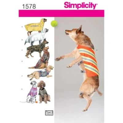 Afbeelding van Simplicity naaipatroon 1578: Grote Hond Kleding, Papier, Wit, OS (ONE Size)
