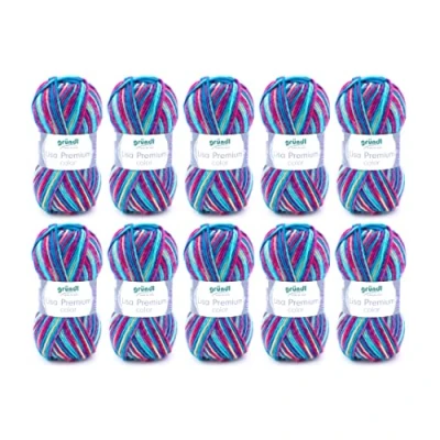 Afbeelding van Gründl Lisa Premium color (brei en haakgaren met wolachtig karakter van 100% polyacryl, 50 g/133 m, naalddikte: 3,5 4,5, 10 x g), petrol mint lila kleur
