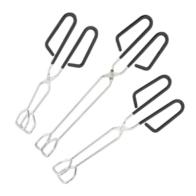 Afbeelding van Relaxdays barbecuetang rvs, set van 3, antislip handgreep, 24, 29, 33 cm, serveertang voor bbq &amp; keuken, zilver/zwart