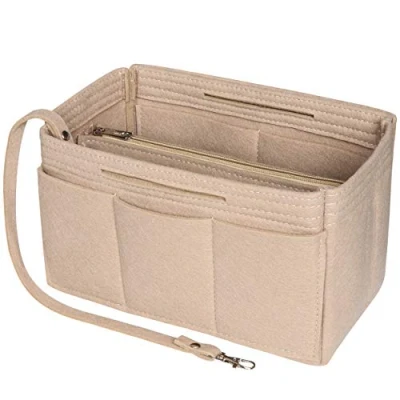 Afbeelding van Soyizom Vilten handtasorganizer, bag in organizer handtas voering, draagtas past de Speedy 25 40 en Neverfull (6 kleuren, 3 maten), Beige, X Large:35(L)x17(W)x 18(H)CM