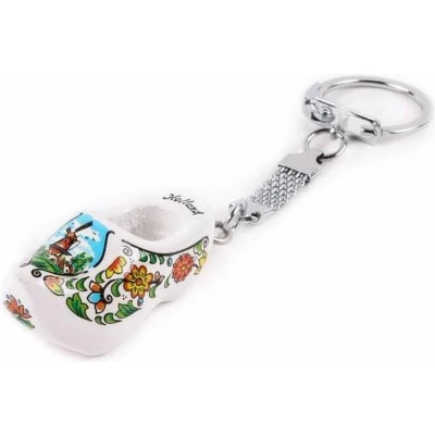 Afbeelding van Sleutelhanger Klomp Enkel Holland Wit 4 Cm Souvenir