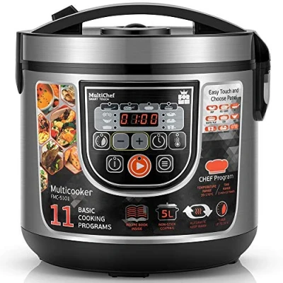 Afbeelding van ForMe Rijstkoker 11 Programm in 1 I 5L Anti Aanbaklaag Binnenpot 860W Stoomfunctie Warmhoudfunctie Timerfunctie LED Display Maatbeker en Lepel