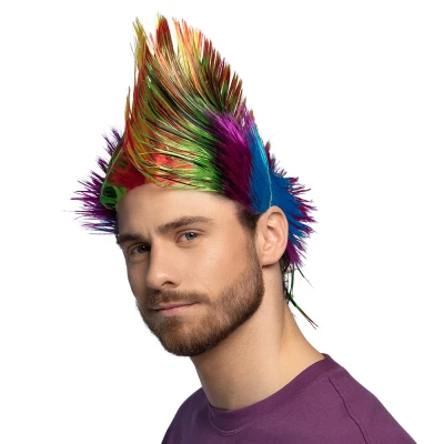 Afbeelding van Boland Pruik Spiky Mike veelkleurig Multi Hanenkam Kort Mannen