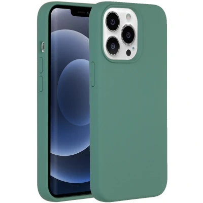 Afbeelding van Apple iPhone 13 Pro Hoesje Siliconen en TPU (zacht) Accezz Softcase/Backcover Donkergroen Telefoonhoesje