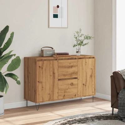 Afbeelding van Dressoir 104x35x70 cm bewerkt hout artisanaal eikenkleurig
