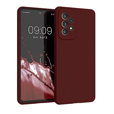 Afbeelding van kwmobile telefoonhoesje geschikt voor Samsung Galaxy A53 5G Hoesje met siliconen coating Smartphone case in wijnrood