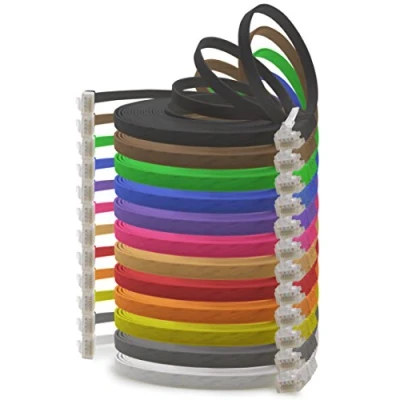Afbeelding van 0,5m Cat6 platte Netwerkkabel Lan Ethernet Gigabit Kabel Cable Patchkabel RJ45 12 kleuren stuks