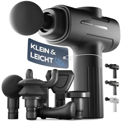 Afbeelding van HELDENWERK Massagepistool incl. 6 massagekoppen en 3200 omw/min, spiermassagepistool met USB C aansluiting, spiermassageapparaat, massagegun, spiermassagepistool, spierpistool (zwart)
