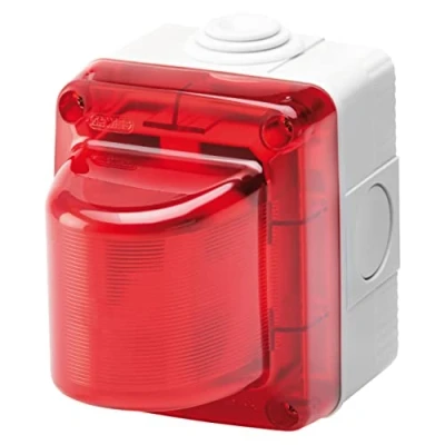 Afbeelding van Gewiss Waarschuwingslamp, 15 W, 230 V, rode diffuser, IP55, grijs Ral 7035