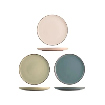 Afbeelding van H&amp;h set 4 piatti piani pearl in porcellana cm 27
