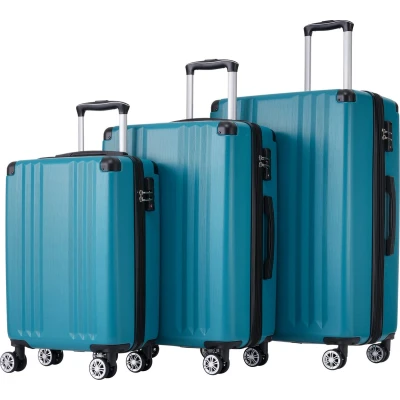 Afbeelding van Merax Koffer Set Hartschalen Rollkoffer Reisekoffer met 4 Wielen ABS TSA Slot (Groen)