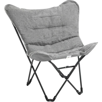 Afbeelding van Outsunny campingstoel, draagbaar, opvouwbaar, tuinstoel, regisseursstoel, klapstoel, modern design voor outdoor picknicks, max. Belasting 120 kg Lichtgrijs 88 x 74 84 cm