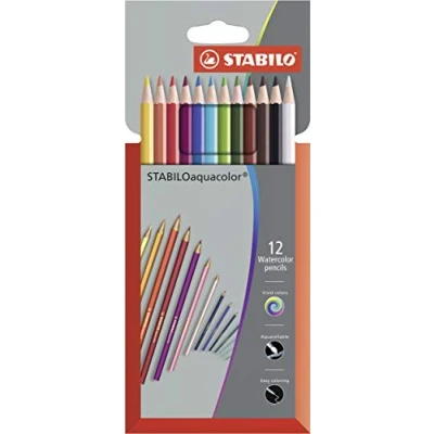 Afbeelding van aquarel kleurpotlood STABILO aquacolor 12 stuks met verschillende kleuren