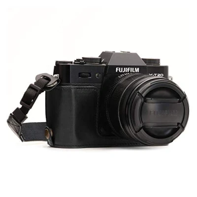 Afbeelding van MegaGear MG957 Ever Ready lederen camera halve tas met draagriem, compatibel Fujifilm X T30, T20, T10 zwart