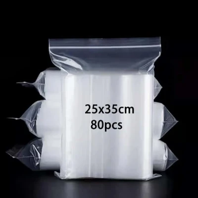 Afbeelding van newlng 80 stuks hersluitbare plastic zakken 25 cm x 35 A4 afsluitbare doorzichtige grote grip afdichtzak geschikt voor boeken kleding hoeden sjaals schoenen reizen kantoor opslag