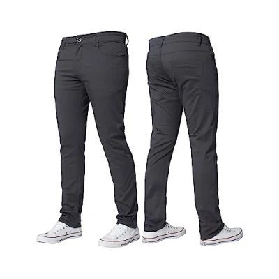 Afbeelding van BRAND KRUZE Heren Stretch Slim Fit Chino Broek Casual Werk Jeans Broek, Grijs, 32W / 34L