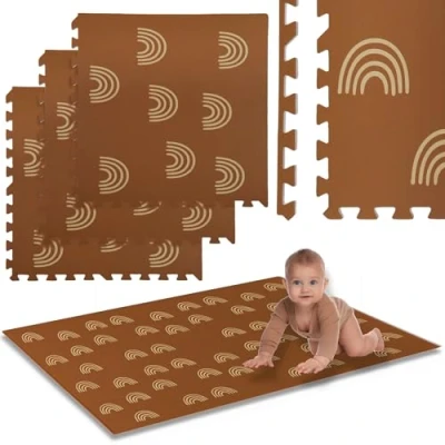 Afbeelding van Humbi Schuimstofmat 3 stuks lichtbruin met patroon 62 x 1 cm