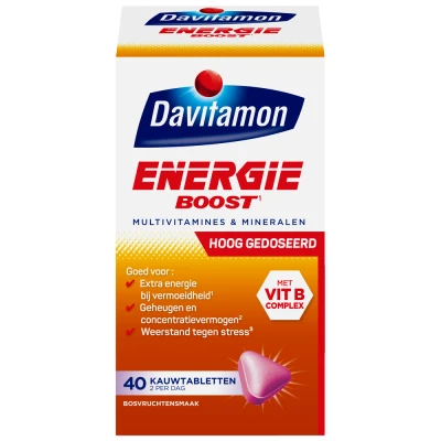 Afbeelding van Gratis Verzending: 4x Davitamon Energie Boost Bosvruchten 40 kauwtabletten