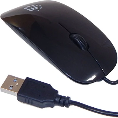 Afbeelding van Manhattan 177658 Optische Slim Mouse (USB drie knoppen plus muiswiel 1000 dpi) zwart