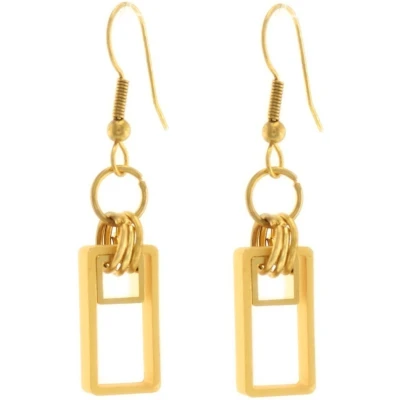 Afbeelding van Behave Oorbellen rechthoek hangers goud kleur 4,5cm