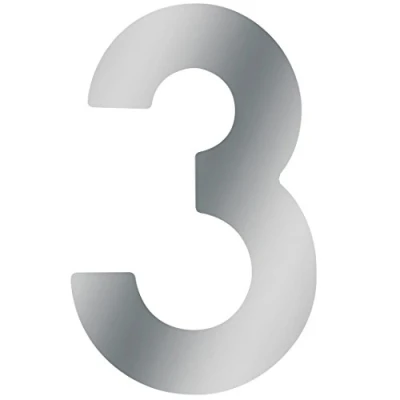 Afbeelding van Metafranc Huisnummer 3 Roestvrij staal 120 mm 3D Design Goede leesbaarheid Individuele combinatiemogelijkheden/belettering/markering/cijfer/voordeur/huismuur/tuinpoort / 424027