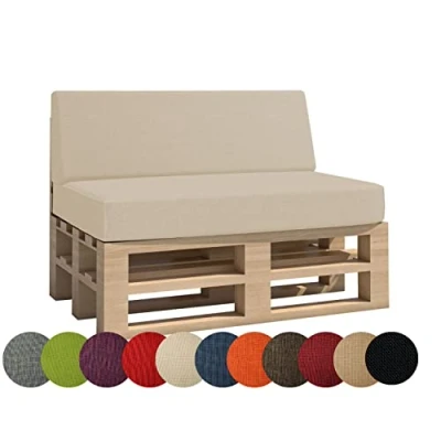 Afbeelding van Chilly Pilley Pallet Kussen Tuin Pad Binnen Buiten Wasbaar Verwijderbaar Zitkussen Rugkussen (Set Van 2, Crème)
