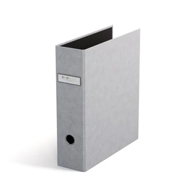 Afbeelding van Bigso Box of Sweden ARCHIE Ordner met 2 ringen en hefboommechanisme, ringband van vezelplaat papier linnenlook, A4 voor het archiveren los papier, lichtgrijs