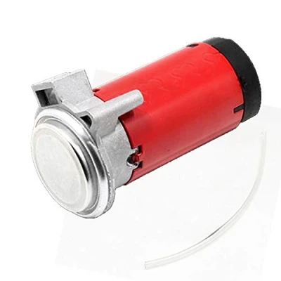 Afbeelding van YIYIDA Luchtcompressor voor auto, luchtpomp, 12V rode claxonmotor, autocompressor, set verchroomde luchthoorns, autocompressormotor alle luchthoorns vrachtwagens, auto&#039;s, treinen, boten, enz.