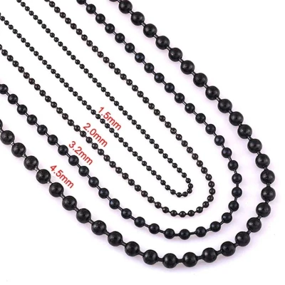 Afbeelding van Dunne bolletjes ketting zwart staal 60cm 1.5mm