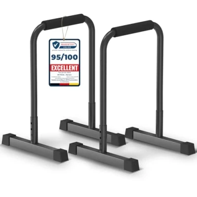 Afbeelding van DH FitLife Dip Bars Stang &amp; Verstelbaar Station 80 90 cm Parallettes voor Calisthenics en Krachttraining Stabiel Veilig Indoor Outdoor Fitnessapparatuur