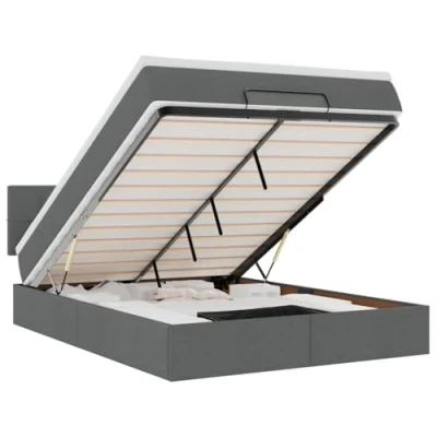Afbeelding van vidaXL Ottoman bed met matras en LED&#039;s 140x190 cm stof donkergrijs