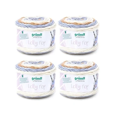 Afbeelding van Gründl Lolly Uni Voordeelverpakking 4 bollen à 150 g handbrei en haakgaren (wolachtig breigaren, wasbaar garen van 100% polyacryl, g/240 m, naalddikte: 5 6, x g), cappuccino pop