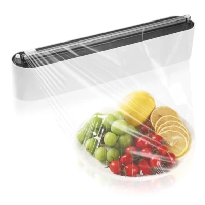 Afbeelding van Quasziwa Magnetische huishoudfoliedispenser en snijder Upgrade navulbare huishoudfolie &amp; aluminium tinfolie dispenser wandmontage, plastic wikkeldispenser voor keuken past op 30 cm rol,