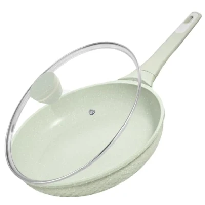 Afbeelding van DYGG Anti aanbakpan 28 cm Braadpannen met deksel gecoate pan vetvrij braden, pannenset, Aluminium Granieten, 100% vrij van PFAS, PFOA Gasfornuis en Inductiefornuis alle warmtebronne