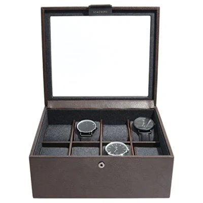Afbeelding van STACKERS BROWN Luxe Horloge Doos Opbergdoos 8 horloges Heren
