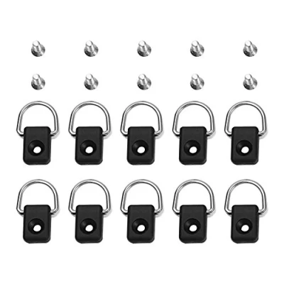 Afbeelding van Kajak D ring, 10 stuks, zwart, kanoen, visring, ring met schroeven M6, voor elastiek, kano, kajak, boot, vissen, zeilen