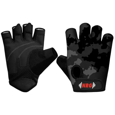Afbeelding van NRG Wellness F6 Fitness Handschoenen Zwart Grijs Rood Wit Lycra Kunstleer