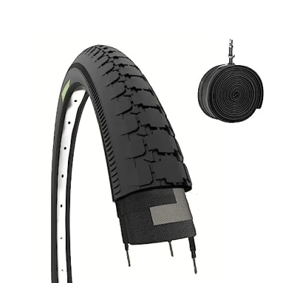 Afbeelding van 1 afdekking 26 x 2 3/4 (54 571) + luchtslang banden zwart voor bestelfiets