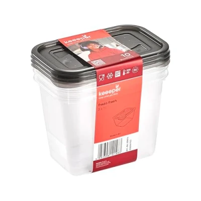 Afbeelding van keeeper fredo fresh vershouddozenset, 3 delig, x 1 l, Crystal Grey (transparant)