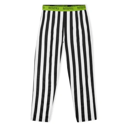 Afbeelding van BEETLEJUICE heren pyjamabroek, zachte, comfortabele loungewear met zakken geschenken voor (zwart/wit, L), Zwart/Wit, L