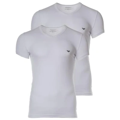 Afbeelding van Emporio Armani 2P V hals shirts stretch wit M