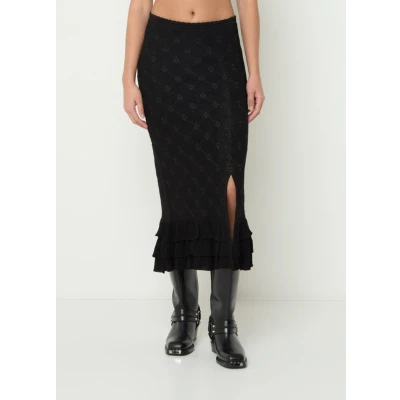 Afbeelding van sandro JUPE MIDI Grand Volant BAS Pointelle Kokerrok, Dames, Maat: 38, Noir