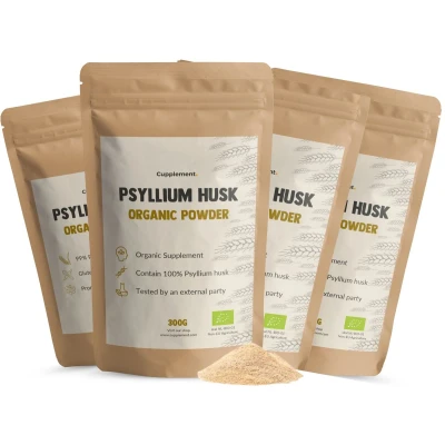 Afbeelding van Cupplement 4 Zakken Psylliumvezels Poeder 300 Gram Inclusief Opschuimer Psyllium Husk Biologisch Geen Capsules of Tabletten Vlozaad Supplement Superfood Vezel Supplementen Vezels