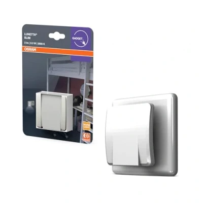 Afbeelding van OSRAM LUNETTA Slim Nachtlampje Wit 3000K LED 3 lm 0,3 W met dag/nachtsensor, IP20, indirecte lichtopbrengst, fittingmontage